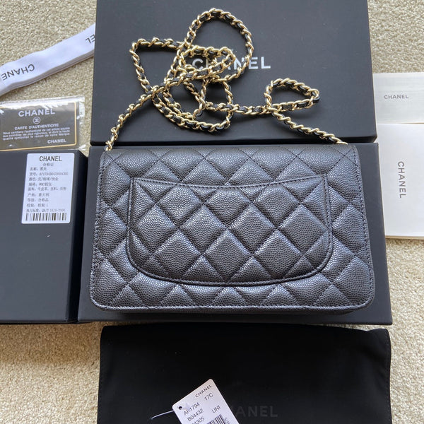 Classic Woc 20cm Black Grained Calfskin Leather CC