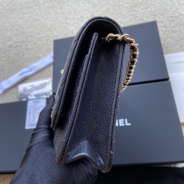 Classic Woc 20cm Black Grained Calfskin Leather CC