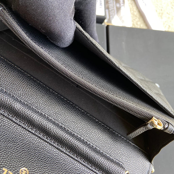 Classic Woc 20cm Black Grained Calfskin Leather CC