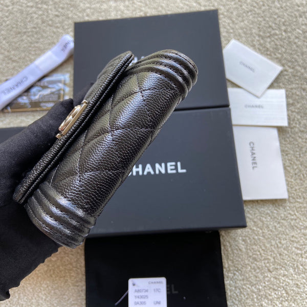 CC Boy Small Flap Wallet Black Caviar Sliver Steel 156528