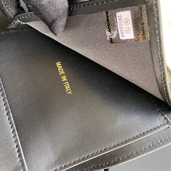 CC Boy Small Flap Wallet Black Sheepskin GHW 156518