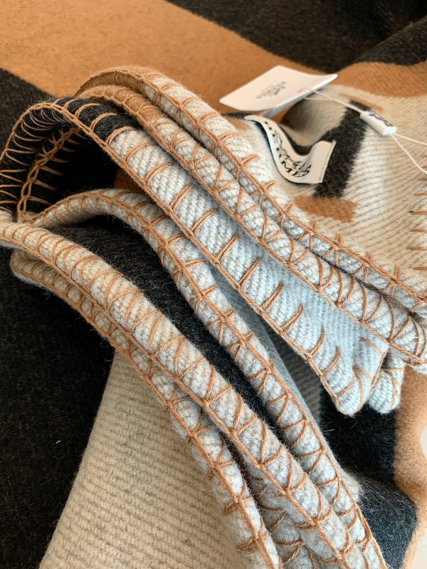 HM Avalon Throw Blanket Brown Black Wool Cashmere
