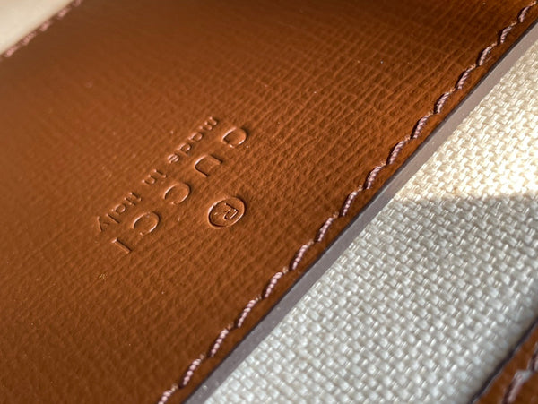 MINI TOTE 20 BAG IN TELA BEIGE E PELLE DI VITELLO MARRONE