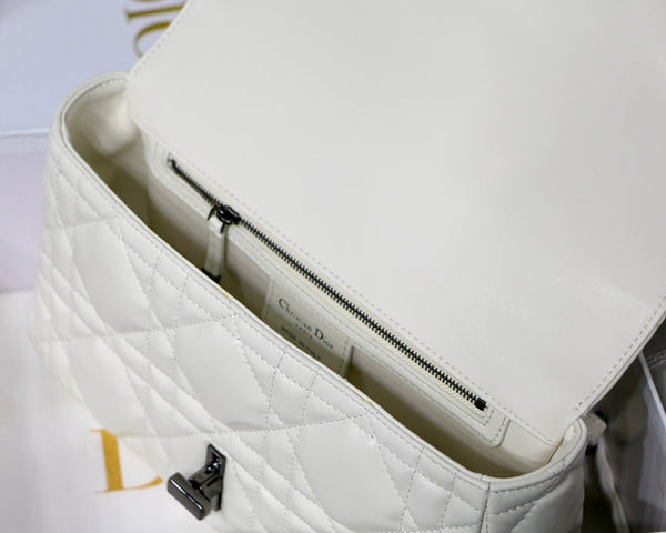 medium caro 25.5 white calfskin black hardware