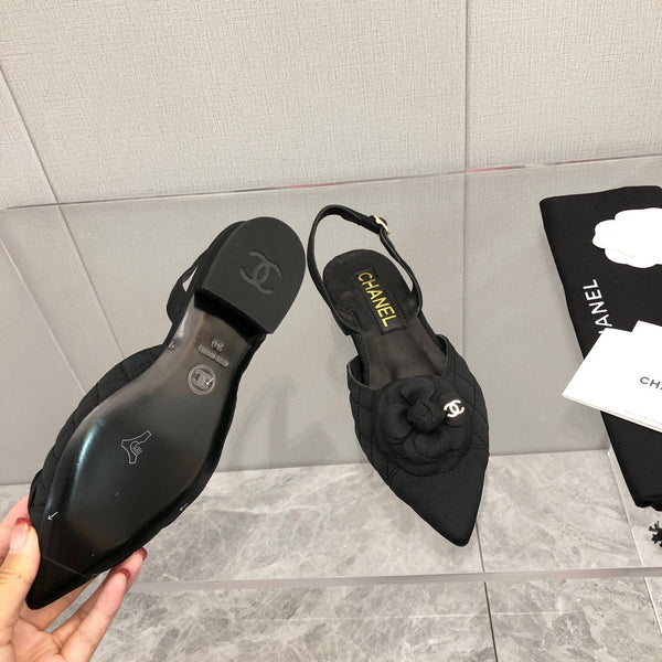 CC 25C 2CM Slingback Flats Tessuto Nero 213238