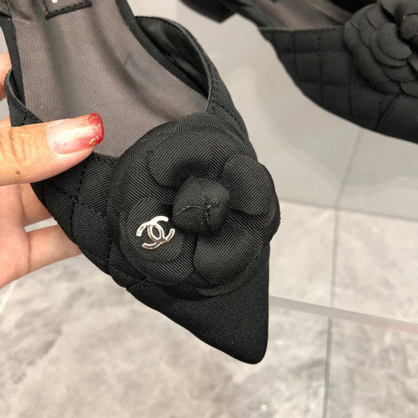 CC 25C 2CM Slingback Flats Tessuto Nero 213238