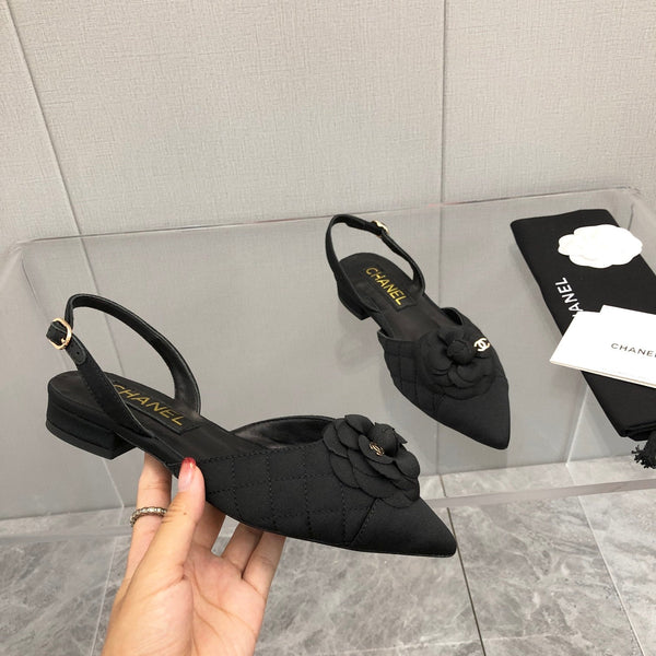 CC 25C 2CM Slingback Flats Tessuto Nero 213238