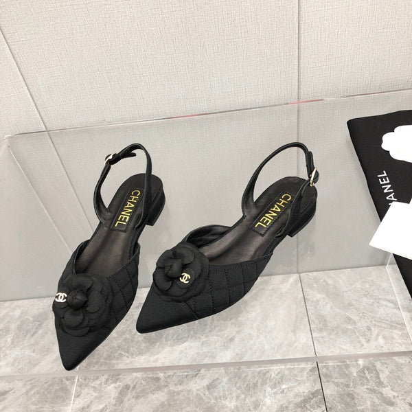 CC 25C 2CM Slingback Flats Tessuto Nero 213238
