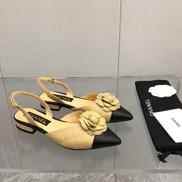 CC 25C 2CM Slingback Flats in pelle giallo cuoio 213239