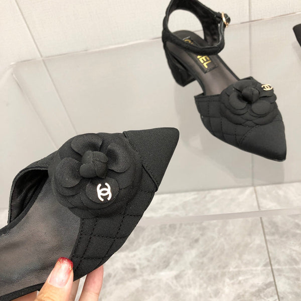 CC 25C 5CM Slingback Ballerine Tessuto Nero 213241