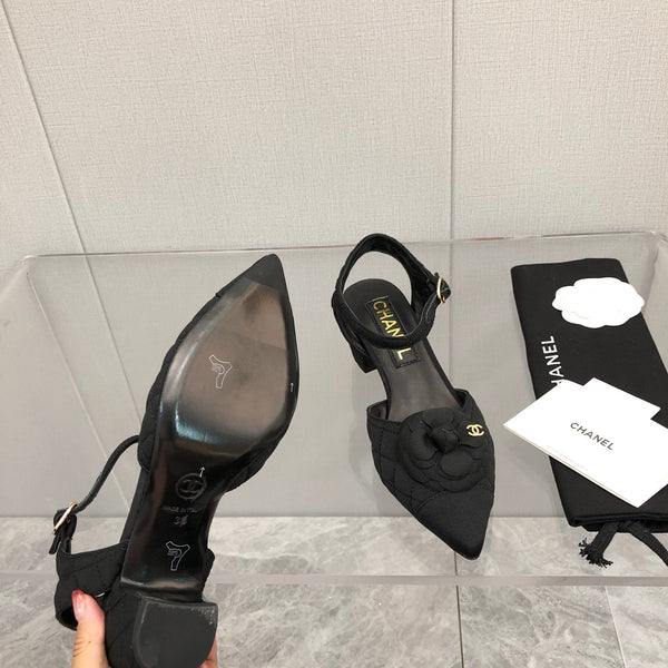 CC 25C 5CM Slingback Ballerine Tessuto Nero 213241