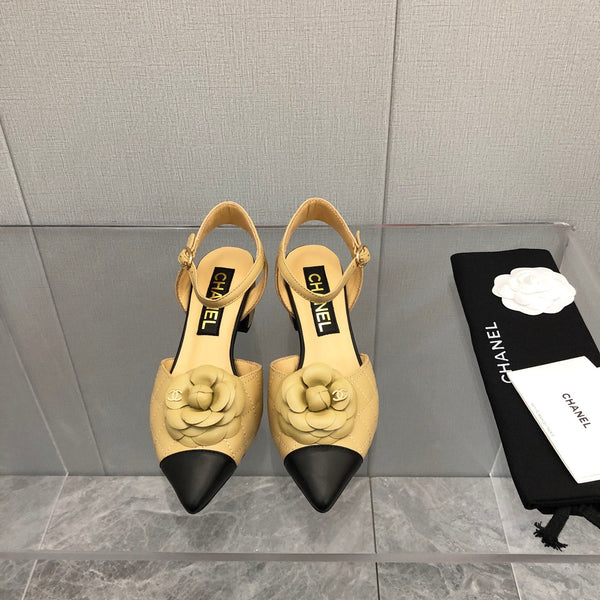 CC 25C 5CM Slingback Flats in pelle giallo cuoio 213243