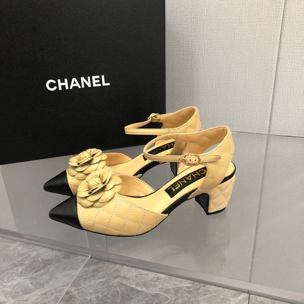CC 25C 5CM Slingback Flats in pelle giallo cuoio 213243