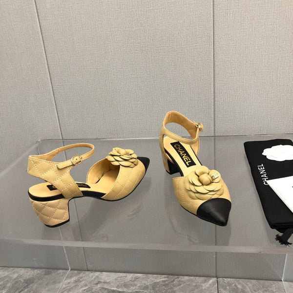 CC 25C 5CM Slingback Flats in pelle giallo cuoio 213243