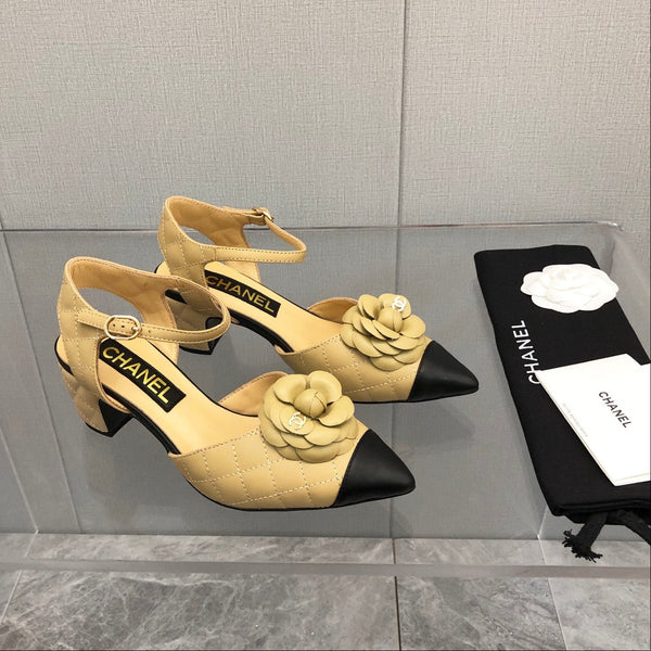 CC 25C 5CM Slingback Flats in pelle giallo cuoio 213243