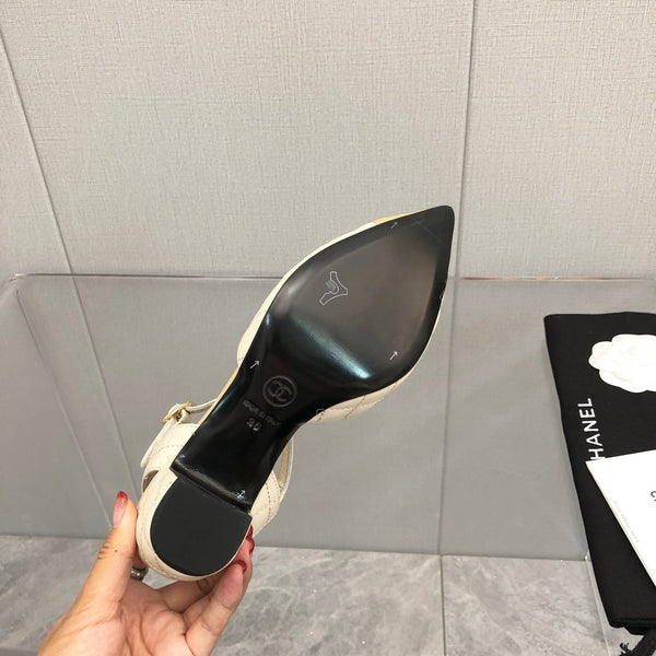 CC 25C 5CM Slingback Ballerine in Pelle Bianca 213244