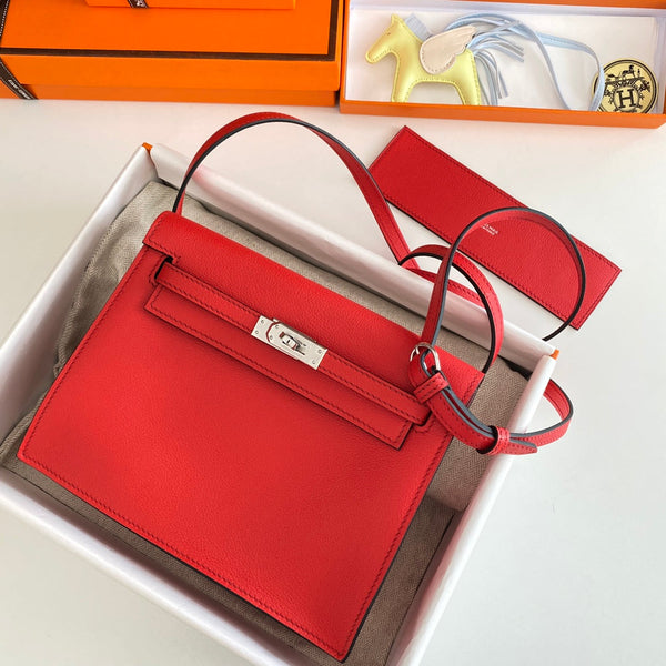 Kelly Danse II 22cm Borsa in pelle Evercolor rossa