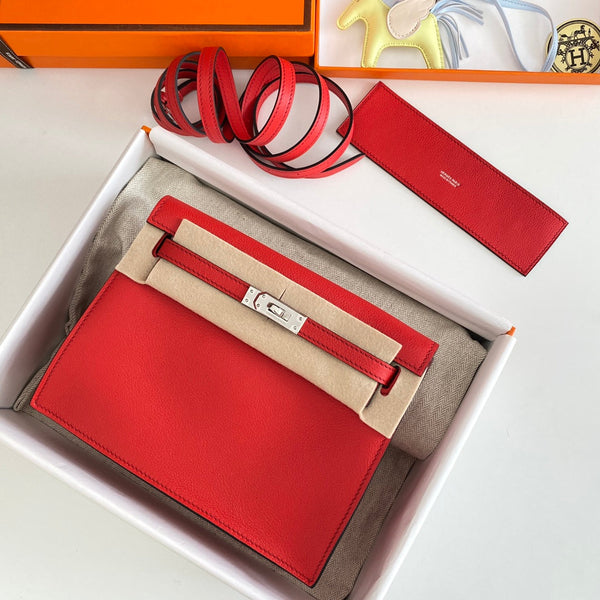 Kelly Danse II 22cm Borsa in pelle Evercolor rossa