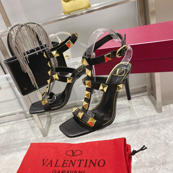 Valentino Studded Strappy Pumps 95mm Sheepskin 239551