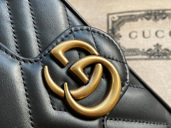 GG MARMONT MINI 16 BAG IN BLACK CALFSKIN