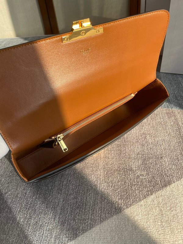 BORSA A TRACOLLA CON CATENA CLAUDE 33 IN TELA TRIOMPHE NERA CON FERRAMENTA ORO