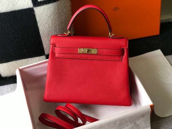 HM KELLY 28CM ROSSO TOGO ORO HARDWARE