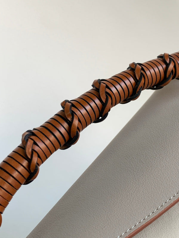 Small Puzzle 24cm bag in soft grained white and tan calfskin