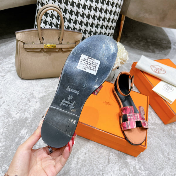 SANDALO SANTORINI IN PELLE DI VITELLO MIX NERO ROSA CHIARO CON FANTASIA