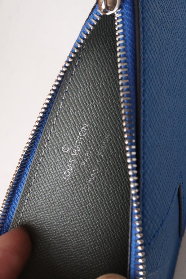 LV Marco Coin Card Holder Blue Gray Taiga Leather 182788