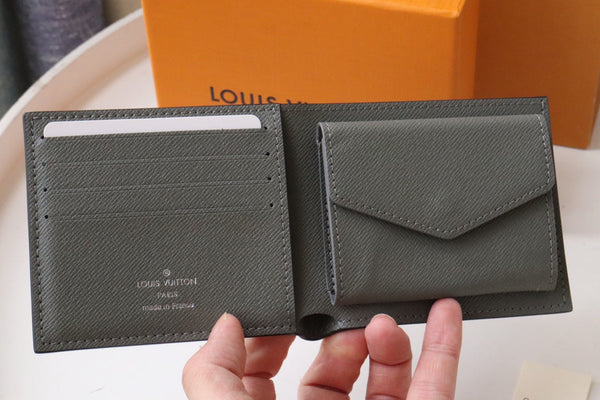 LV Marco Wallet Blue Gray Taiga Leather 182789