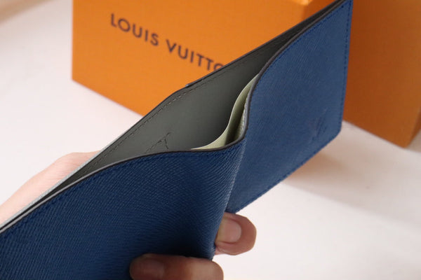 LV Marco Wallet Blue Gray Taiga Leather 182789