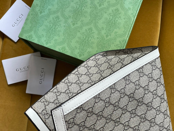 BORSA A TRACOLLA GG PADLOCK LARGE 35 IN TELA BEIGE E PELLE DI VITELLO BIANCA