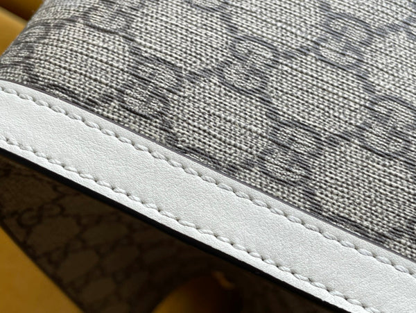 BORSA A TRACOLLA GG PADLOCK LARGE 35 IN TELA BEIGE E PELLE DI VITELLO BIANCA