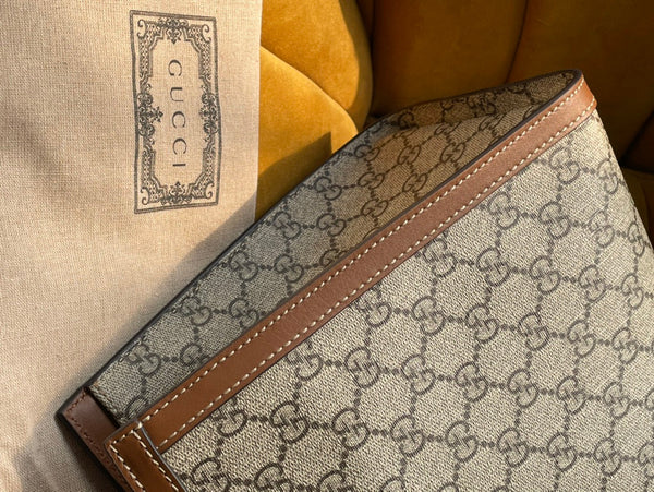 BORSA A TRACOLLA GG PADLOCK LARGE 35 IN TELA BEIGE E PELLE DI VITELLO MARRONE