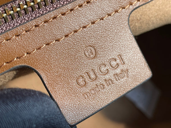 BORSA A TRACOLLA GG PADLOCK LARGE 35 IN TELA BEIGE E PELLE DI VITELLO MARRONE