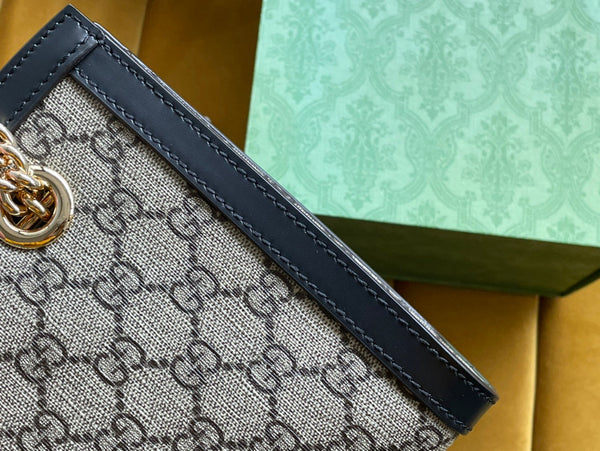 BORSA A TRACOLLA GG PADLOCK MEDIUM 26 IN TELA BEIGE E PELLE DI VITELLO NERA