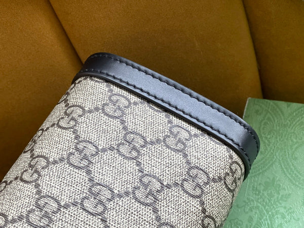 BORSA A TRACOLLA GG PADLOCK MEDIUM 26 IN TELA BEIGE E PELLE DI VITELLO NERA