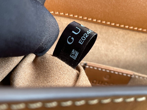 BORSA A TRACOLLA GG PADLOCK MEDIUM 26 IN TELA BEIGE E PELLE DI VITELLO MARRONE