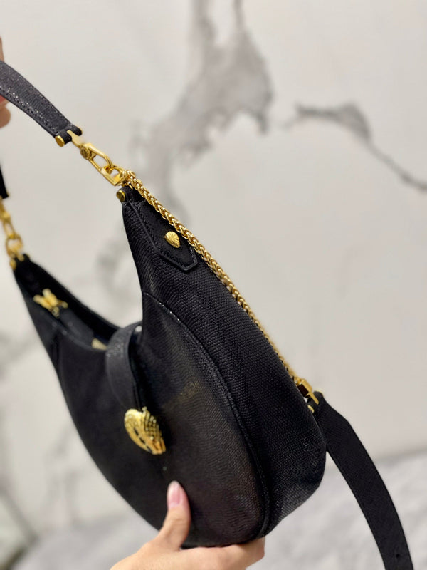 BVL Serpenti Ellipse Crossbody Bag 25cm Black Lambskin GHW 188344