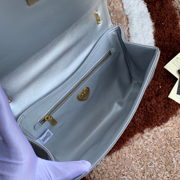 large devotion 26 shouder bag silver metalic cafskin