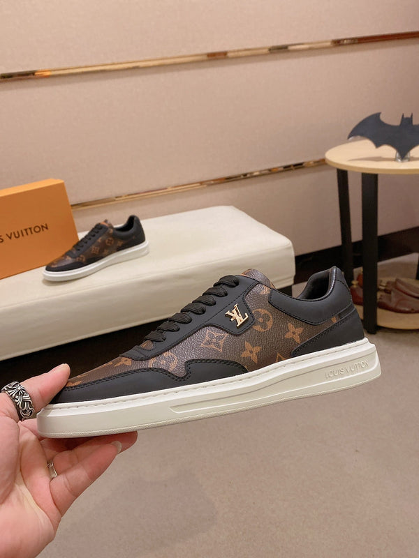 LV TRAINER IN BLACK MIX CHOCOLATE BROWN CALFSKIN