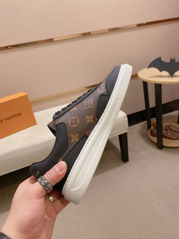 LV TRAINER IN BLACK MIX CHOCOLATE BROWN CALFSKIN