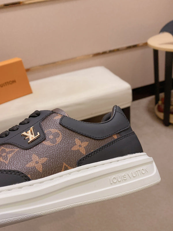 LV TRAINER IN BLACK MIX CHOCOLATE BROWN CALFSKIN