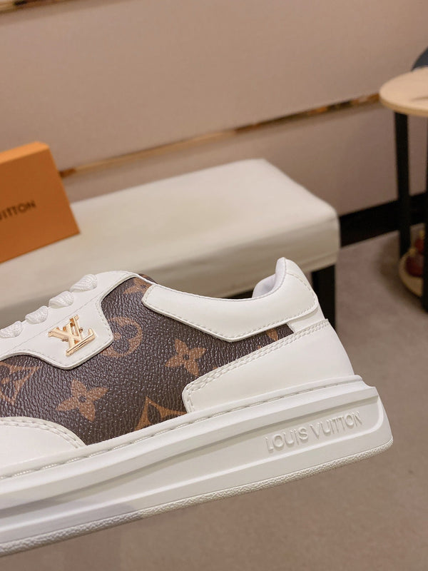 LV TRAINER IN WHITE MIX CHOCOLATE BROWN CALFSKIN