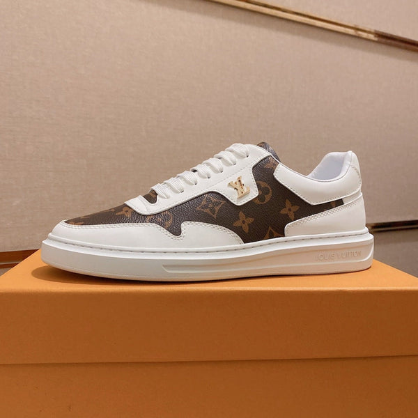 LV TRAINER IN WHITE MIX CHOCOLATE BROWN CALFSKIN
