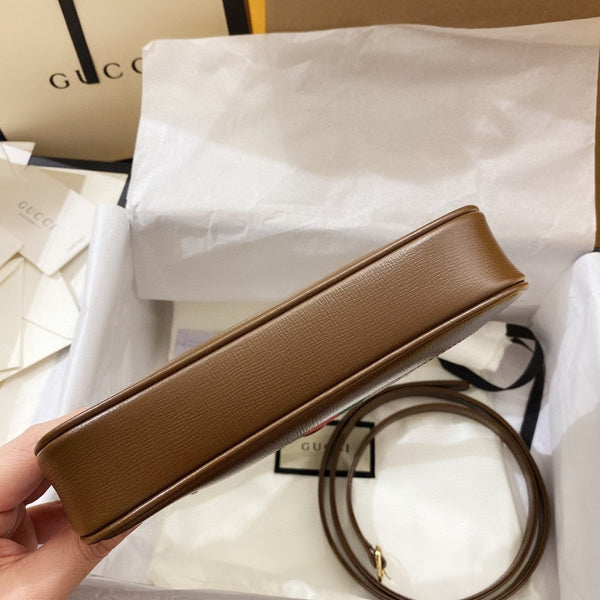 BORSA A TRACOLLA JACKIE 1961 MINI 19 IN TELA BEIGE E PELLE DI VITELLO MARRONE