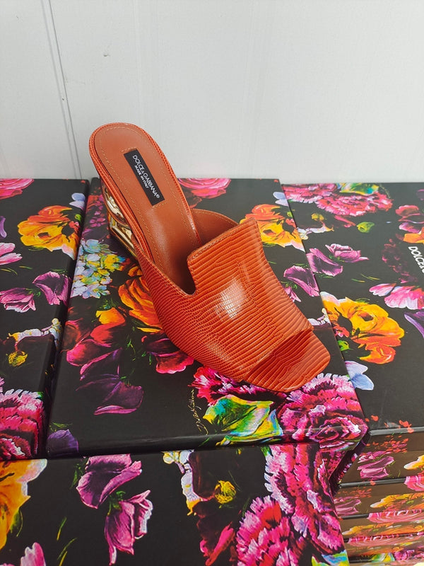 d&g iguana print brown calfskin 90 heel