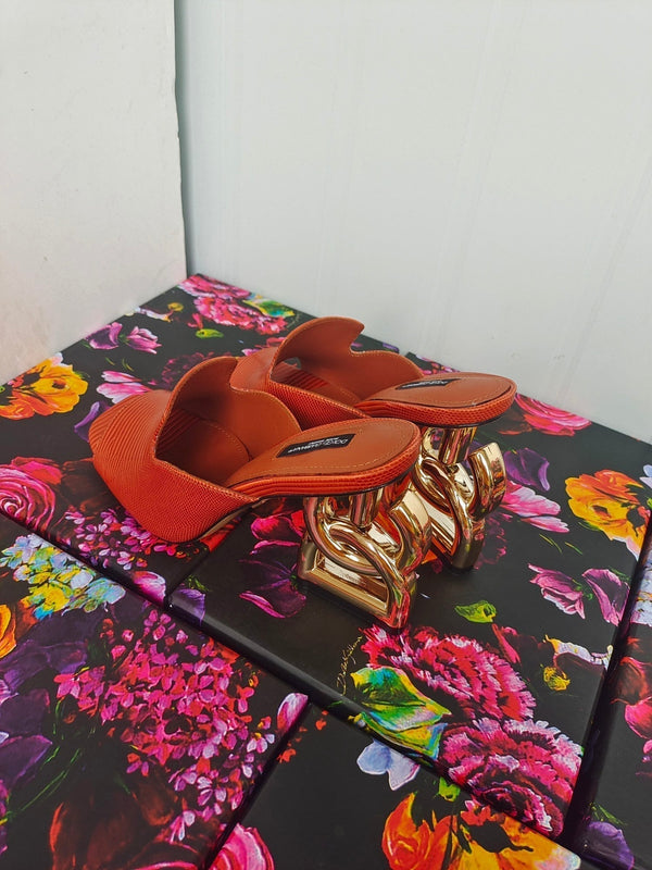 d&g iguana print brown calfskin 90 heel