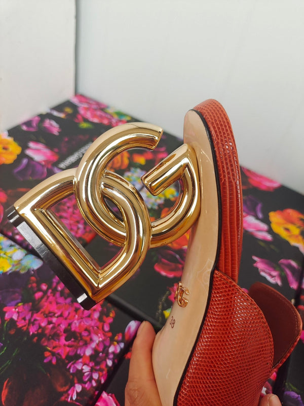 d&g iguana print brown calfskin 90 heel