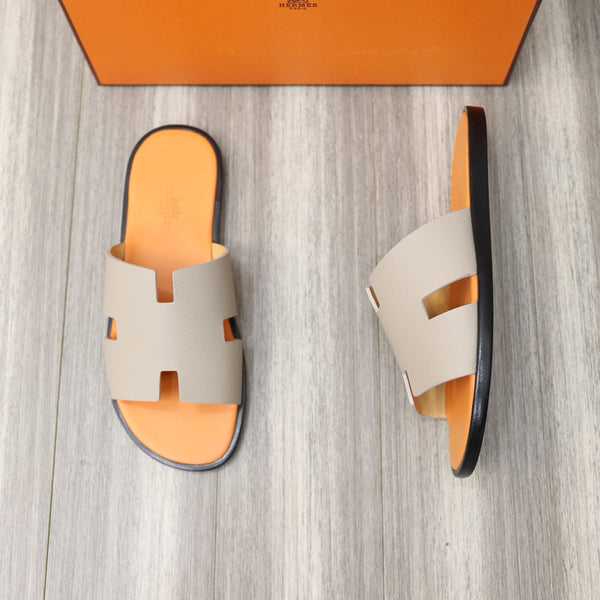 HM IZMIR SANDAL TANGERINE AND PALE GRAY CALFSKIN